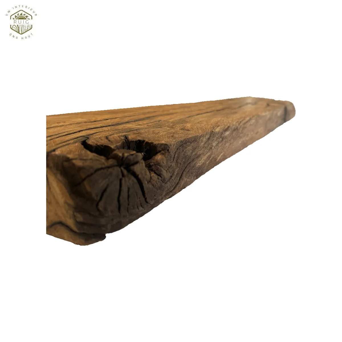 Oud eiken wagonplank – 80 cm × 15 cm × 4,5 cm – plank 801545