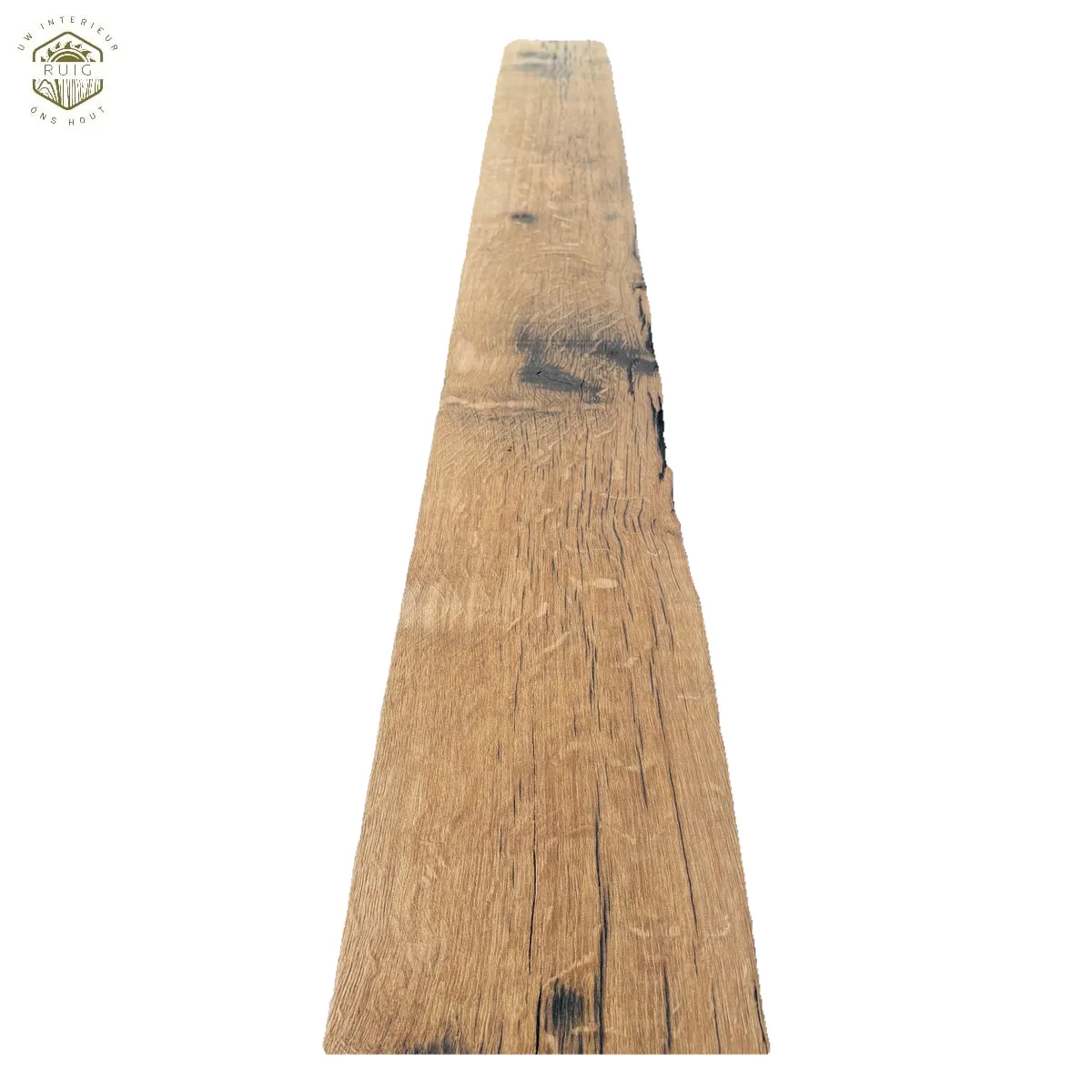 Oud eiken wagonplank – 283 cm × 16,5 cm × 4,5 cm – plank 28316545