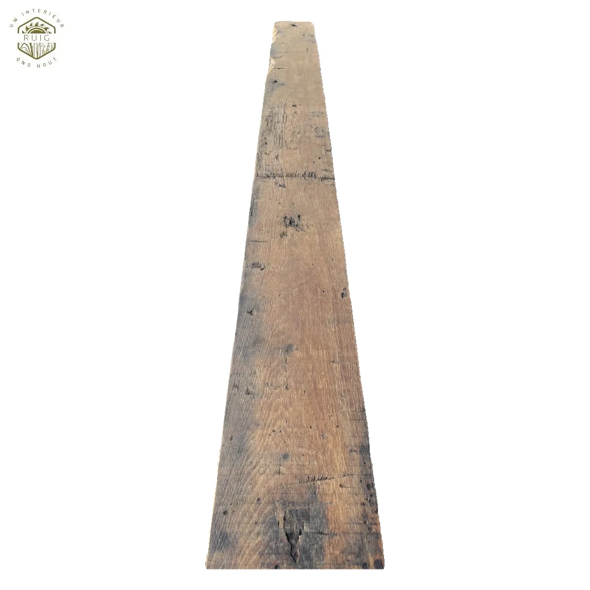 Oud eiken wagonplank – 266,5 cm × 19 cm × 4,5 cm – plank 26651945