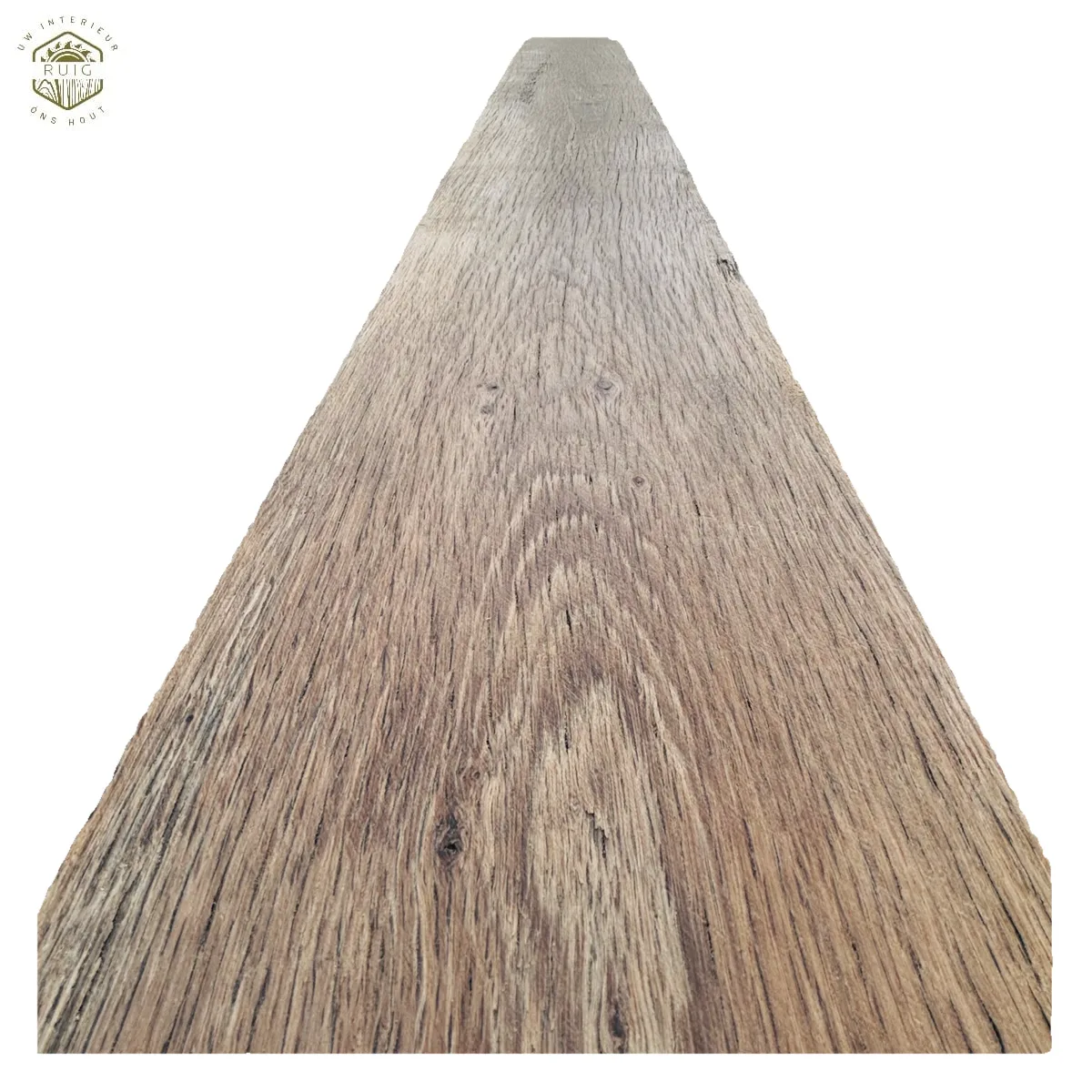 Oud eiken wagonplank – 283 cm × 19 cm × 4,5 cm – plank 2831945