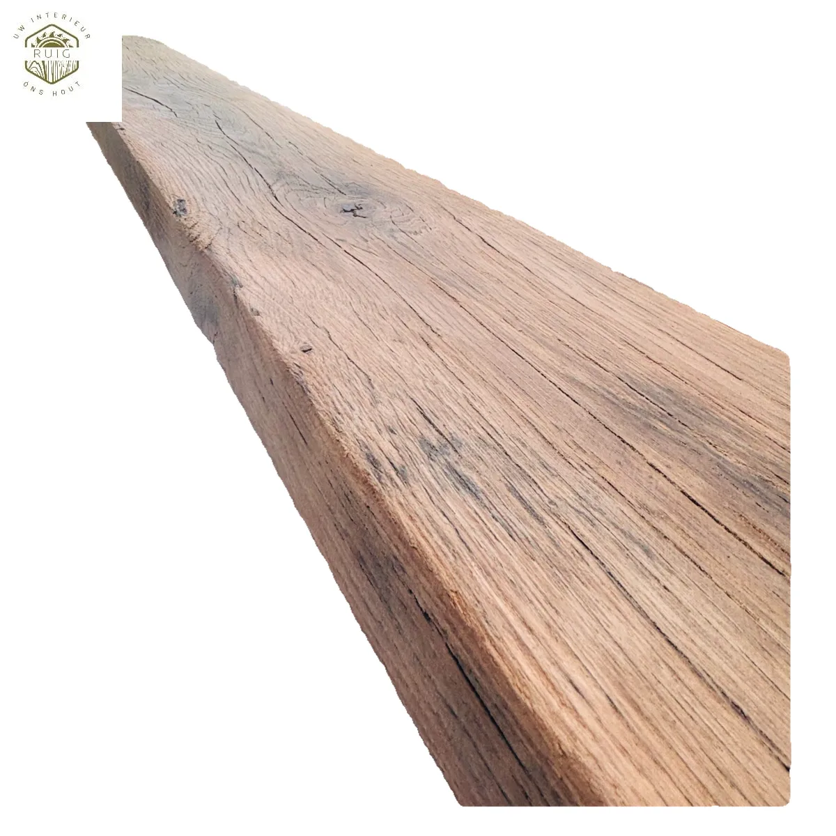 Oud eiken wagonplank – 283 cm × 19,5 cm × 4,5 cm – plank 28319545