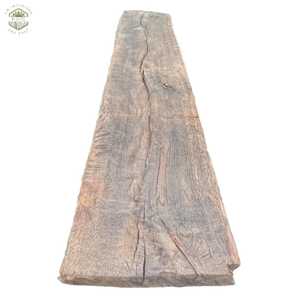 Extra brede oud eiken plank – 208 cm × 37 cm × 6 cm – plank 208376 – geschikt als bankje, sidetable of salontafel met onderstel